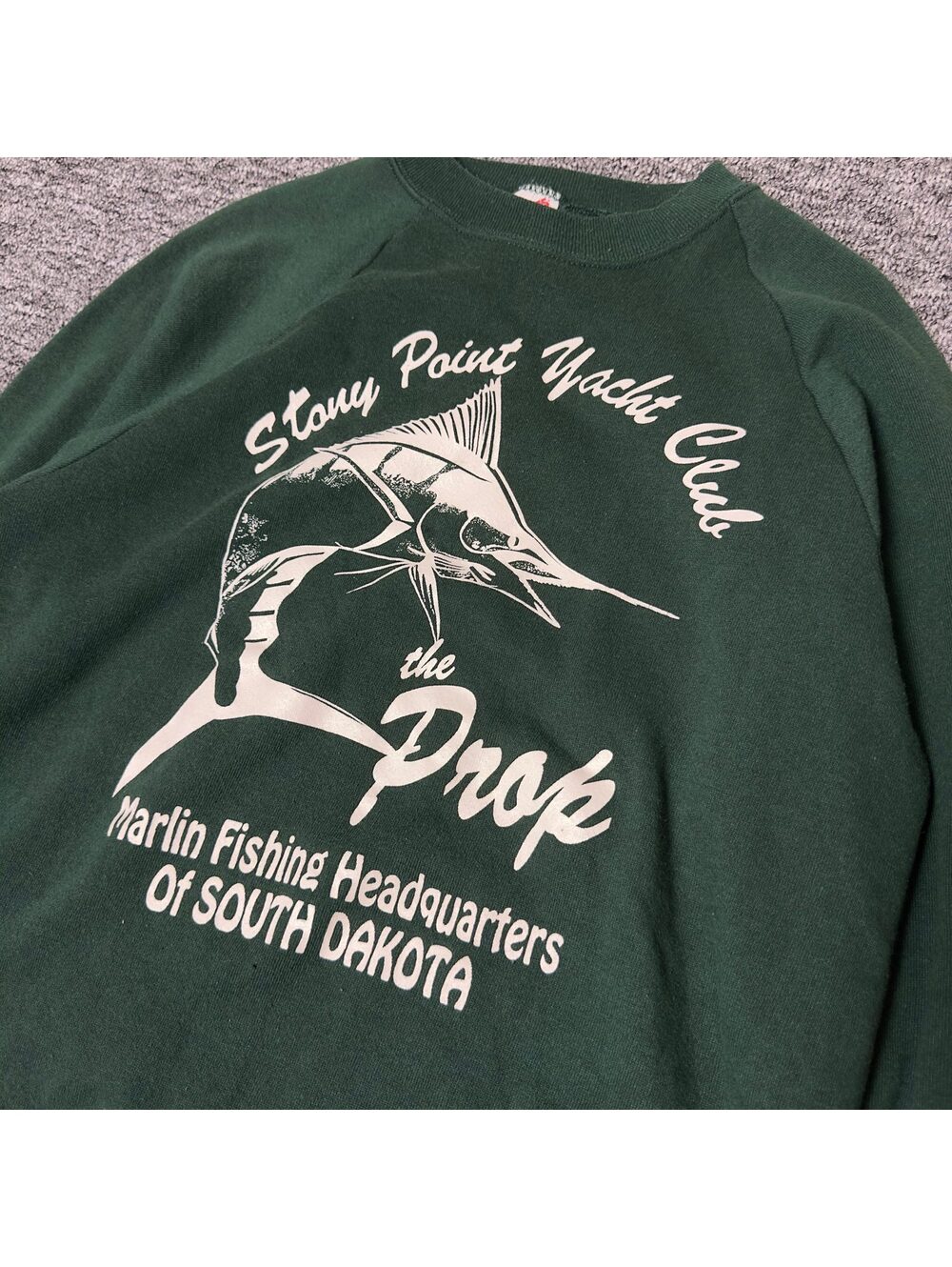 Vintage Stony Point Yacht Club Marlin Crewneck Green L